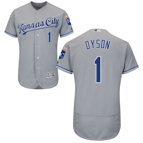 Royals #1 Jarrod Dyson Grey Flexbase Authentic Collection Stitched MLB Jersey